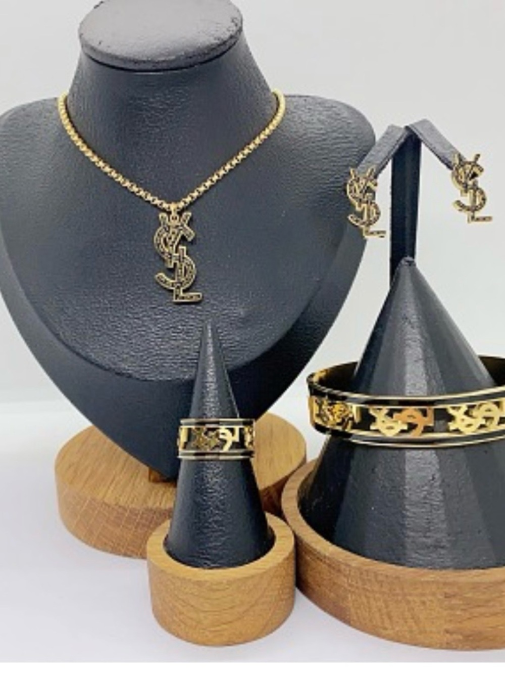 Gold Logo Pendant Necklace & Jewelry Set - Women